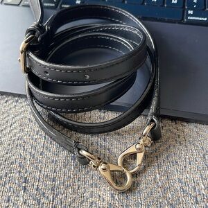 kate spade Black Leather Adjustable Crossbody Strap with Gold Hardware